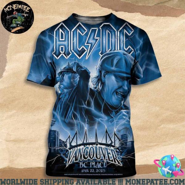 ACDC PWR Up Tour In Vancouver April 22 2025 At PC Place All Over Print Shirt