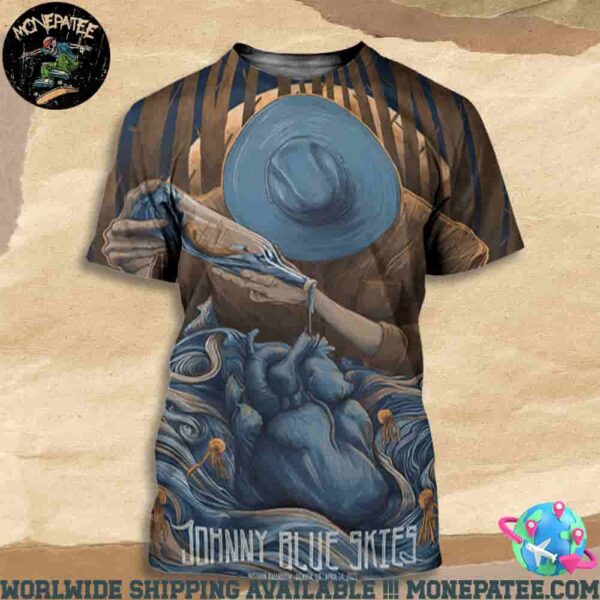 Johnny Blue Skies Merch Poster For The April 14 2025 At Mission Ballroom In Denver Co All Over Print T-Shirt