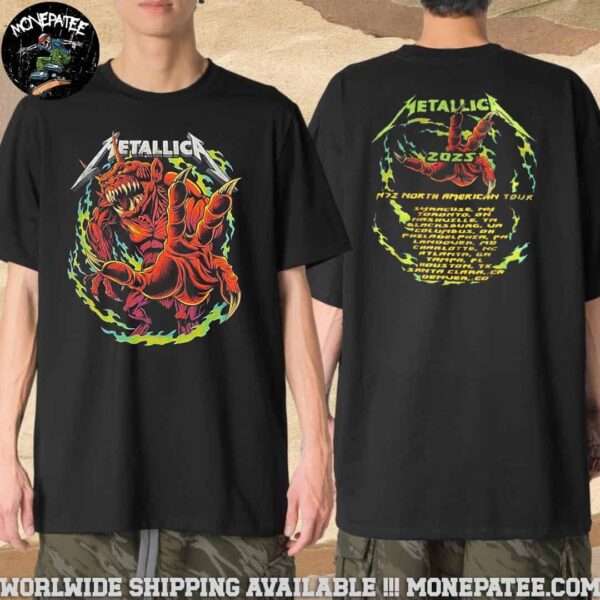 Metallica M72 North American Tour 2025 Cities List Merchandise T-Shirt