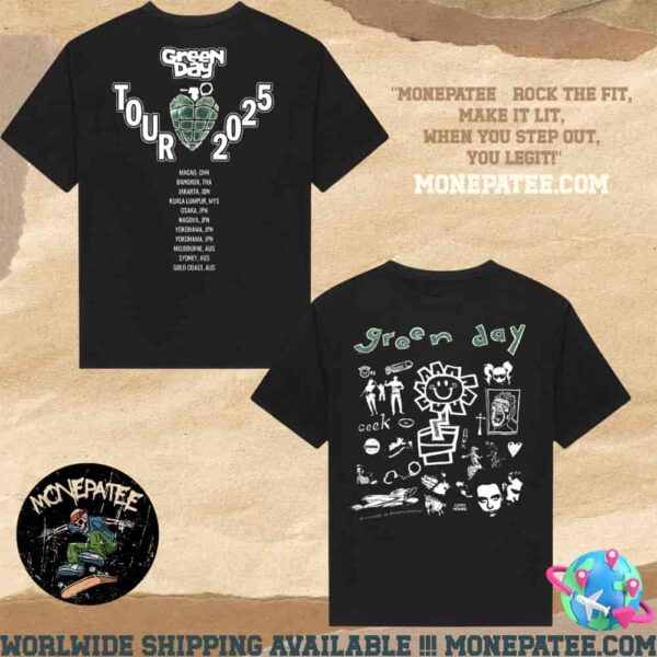 Official Merchandise Green Day Asia And Australia Tour 2025 Two Sides Merchandise Unisex T-Shirt