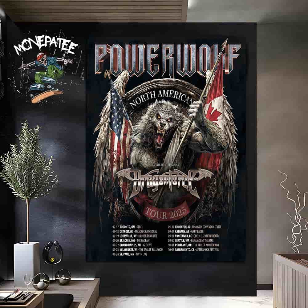 Powerwolf North America Tour Dates 2025 The Wolf Returns With Dragonforce Home Decor Poster Canvas