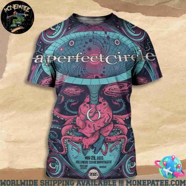 A Perfect Circle Poster For Show In Maryland Heights MO On May 29 2025 At Hollywood Casino Amphitheatre All Over Print T-Shirt