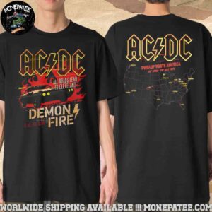 AC DC Cleveland PWR Up North America Tour 2025 From April 10th To May 28th All Roads Lead To Cleveland With Demon Fire Two Sides Merchandise T-Shirt