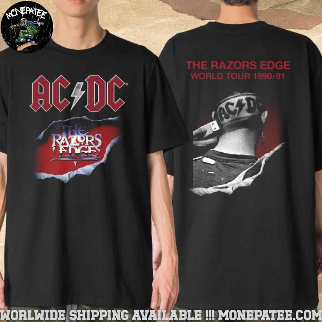 AC DC The Razors Edge World Tour 1990-91 Version 2025 Merchandise T-Shirt AC DC The Razors Edge World Tour 1990-91 Version 2025 Merchandise T-Shirt