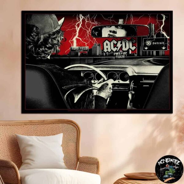 ACDC Detroit MI PWR Up North America Tour 2025 On April 30 Poster Canvas