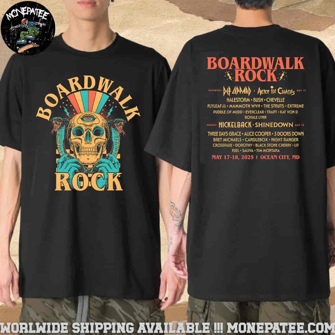 Boardwalk Rock Festival 2025 Skull Lineup At Ocean City MD On May 17-18 Merchandise Unisex T-Shirt Boardwalk Rock Festival 2025 Skull Lineup At Ocean City MD On May 17-18 Merchandise Unisex T-Shirt