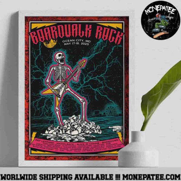 Boardwalk Rock Festival Line Up In Ocean City Md On May 17-18 2025 Home Decor Poster Canvas