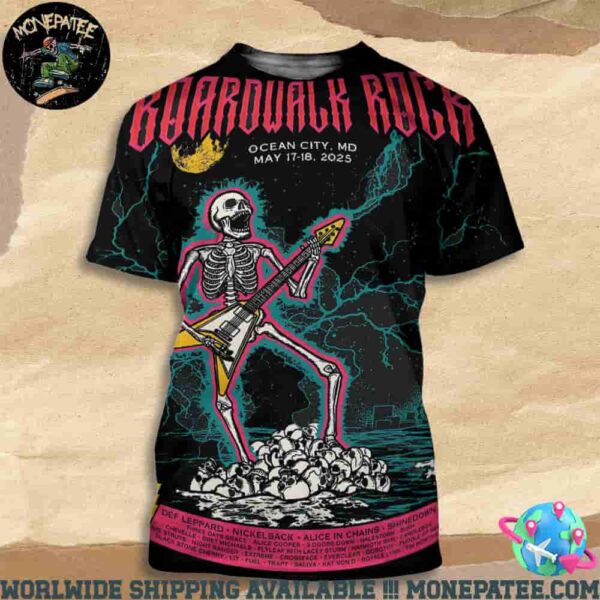 Boardwalk Rock Line Up In Ocean City Md On May 17-18 2025 All Over Print T-Shirt