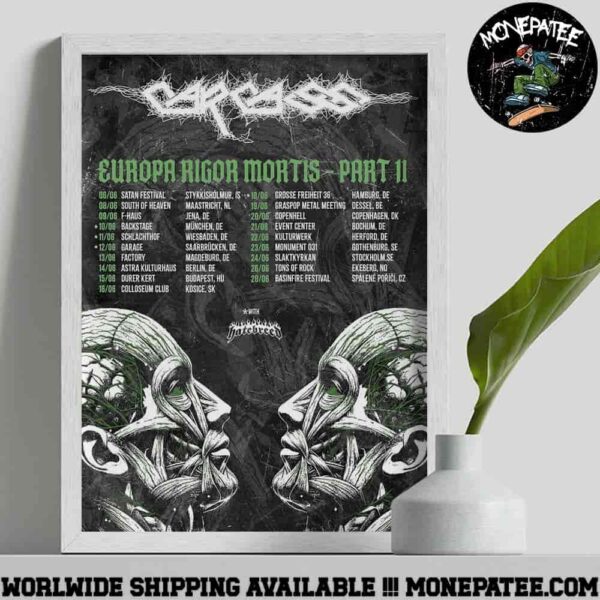 Carcass Band Europa Rigor Mortis Part 2 Tour Dates 2025 Decorative Poster Canvas
