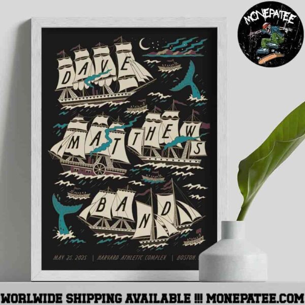 Dave Matthews Band Poster In Boston MA On May 25 2025 At Harvard Athletic Complex Decorative Poster Canvas