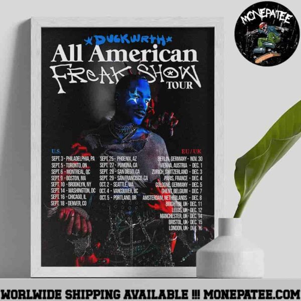 Duckwrth The All American Freak Show Tour Dates 2025 Merchandise Poster Canvas