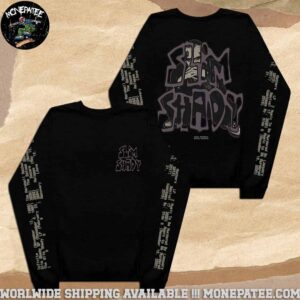 Eminem The Marshall Mathers Lp 25th Anniversary Graffiti Slim Shady Black Crewneck Long Sleeve Shirt