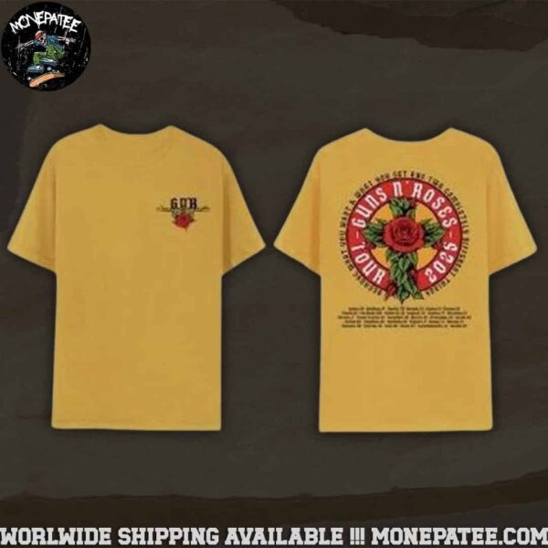 Gun N’ Roses 2025 Tour Rose Cross Tour Dates Merchandise Unisex T-Shirt