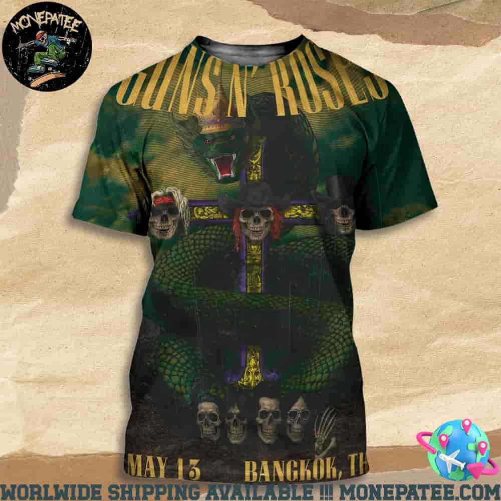 Guns N Roses World Tour Summer 2025 Bangkok TH May 13 Thunder Dome Muangthong Thani All Over Print Shirt Guns N Roses World Tour Summer 2025 Bangkok TH May 13 Thunder Dome Muangthong Thani All Over Print Shirt
