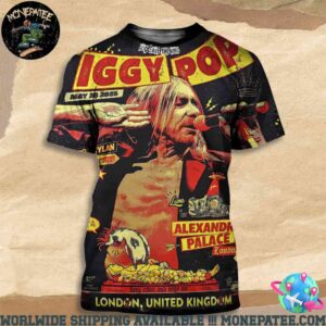 Iggy Pop Poster For Show In Alexandra Palace London UK May 28 2025 All Over Print T-Shirt
