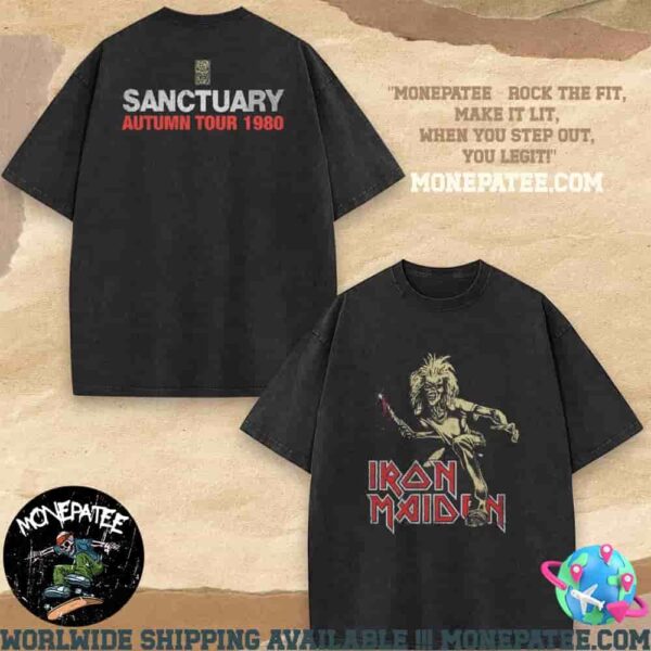 Iron Maiden 50th Anniversary Collection Sanctuary Eddie 1980 Tour Washed T-Shirt