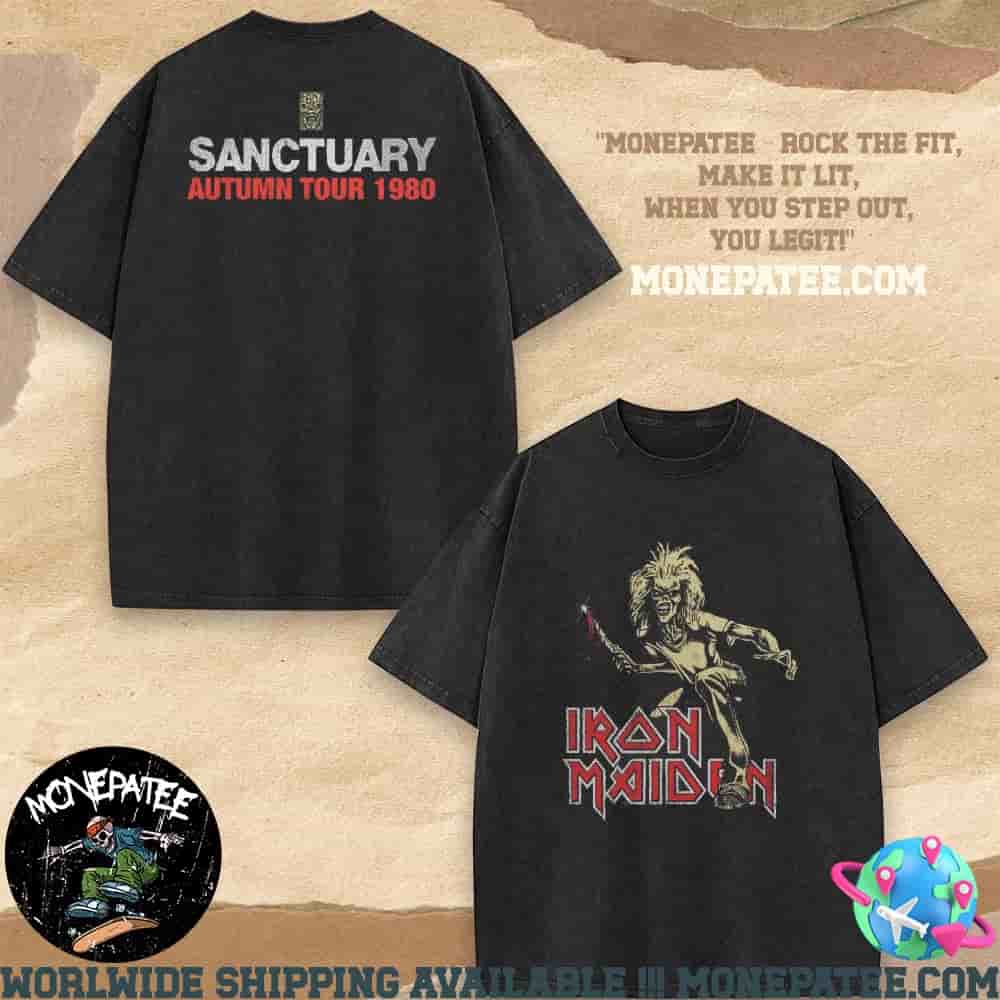 Iron Maiden 50th Anniversary Collection Sanctuary Eddie 1980 Tour Washed T-Shirt Iron Maiden 50th Anniversary Collection Sanctuary Eddie 1980 Tour Washed T-Shirt