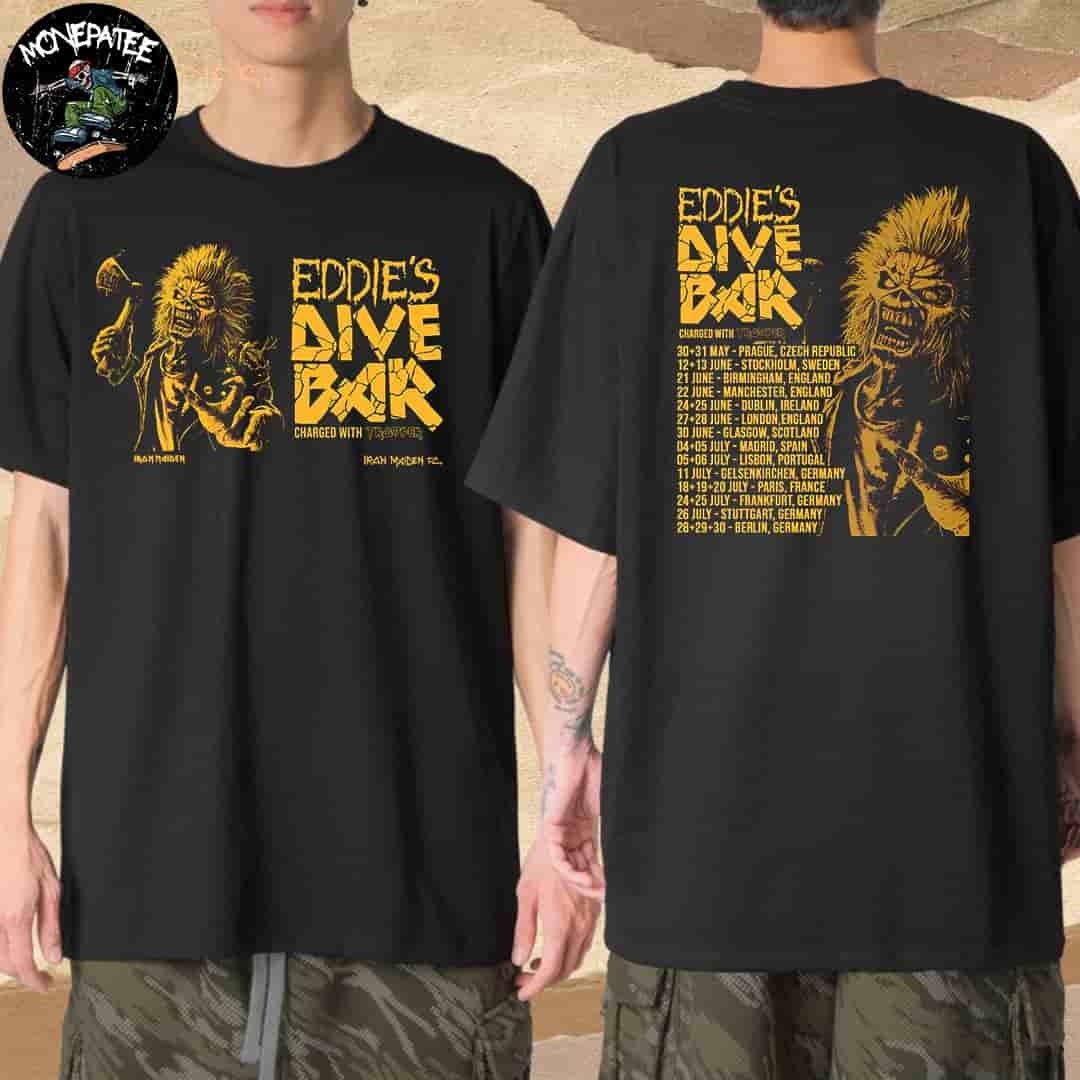 Iron Maiden Eddie's Dive Bar Charged With Trooper Merchandise T-Shirt Iron Maiden Eddie's Dive Bar Charged With Trooper Merchandise T-Shirt