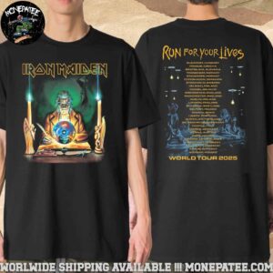 Iron Maiden Run For Your Lives 2025 Tour Locations Retro Clairvoyant Merchandise T-Shirt