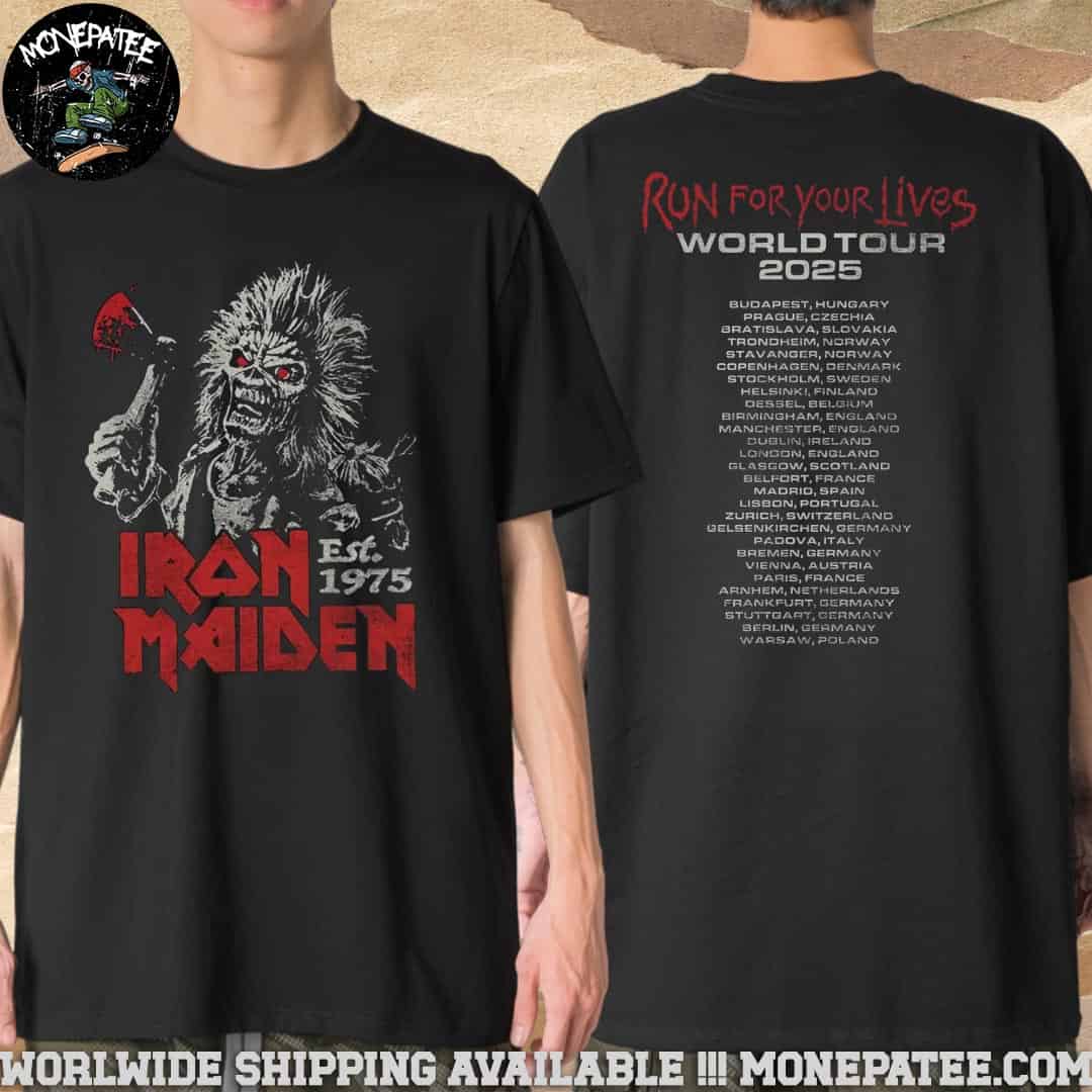 Iron Maiden Run For Your Lives Tour 2025 Eddie Locations Merchandise Unisex T-Shirt Iron Maiden Run For Your Lives Tour 2025 Eddie Locations Merchandise Unisex T-Shirt