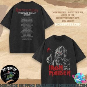 Iron Maiden Run For Your Lives Tour 2025 Eddie Locations Merchandise Washed T-Shirt