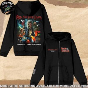 Iron Maiden Run For Your Lives World Tour 2025-26 Akirant’s Stunning Artwork Est 1975 Zip Hoodie Shirt