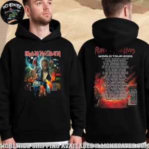 Iron Maiden Run For Your Lives World Tour 2025 Eddie Official Tour Art And A Full Dates 50th Anniversary IM50 Logo Merchandise T-Shirt