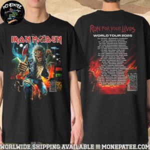 Iron Maiden Run For Your Lives World Tour 2025 Eddie Official Tour Art And A Full Dates 50th Anniversary IM50 Logo Merchandise T-Shirt