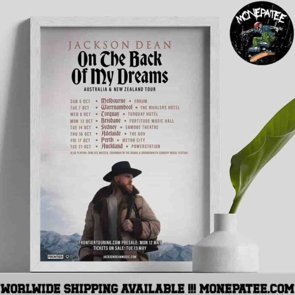 Jackson Dean On the Back of My Dreams in Australia & New Zealand Tour 2025 Poster Canvas