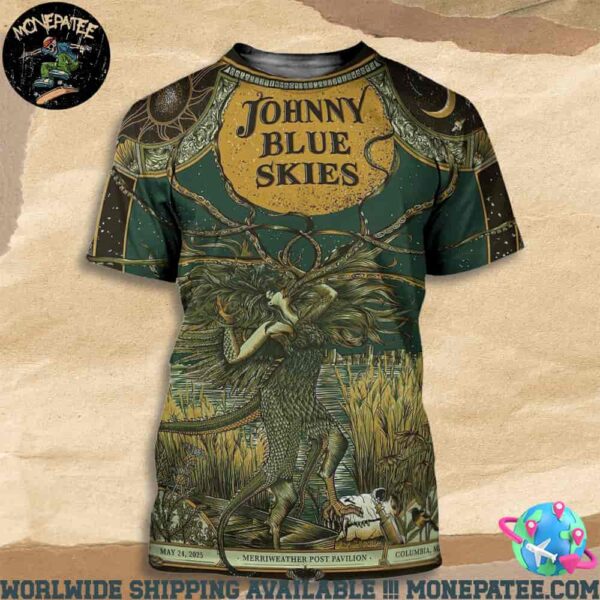 Johnny Blue Skies Poster For Columbia MD At Merrieweather Post Pavillion On May 24 2025 All Over Print T-Shirt