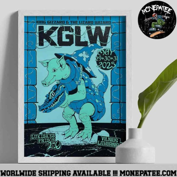 King Gizzard And the Lizard Wizard Blue Poster For 3 Show In Vilnius Lithuania At Lukiskes Prison 2.0 On May 29 30 31 2025 Poster Canvas