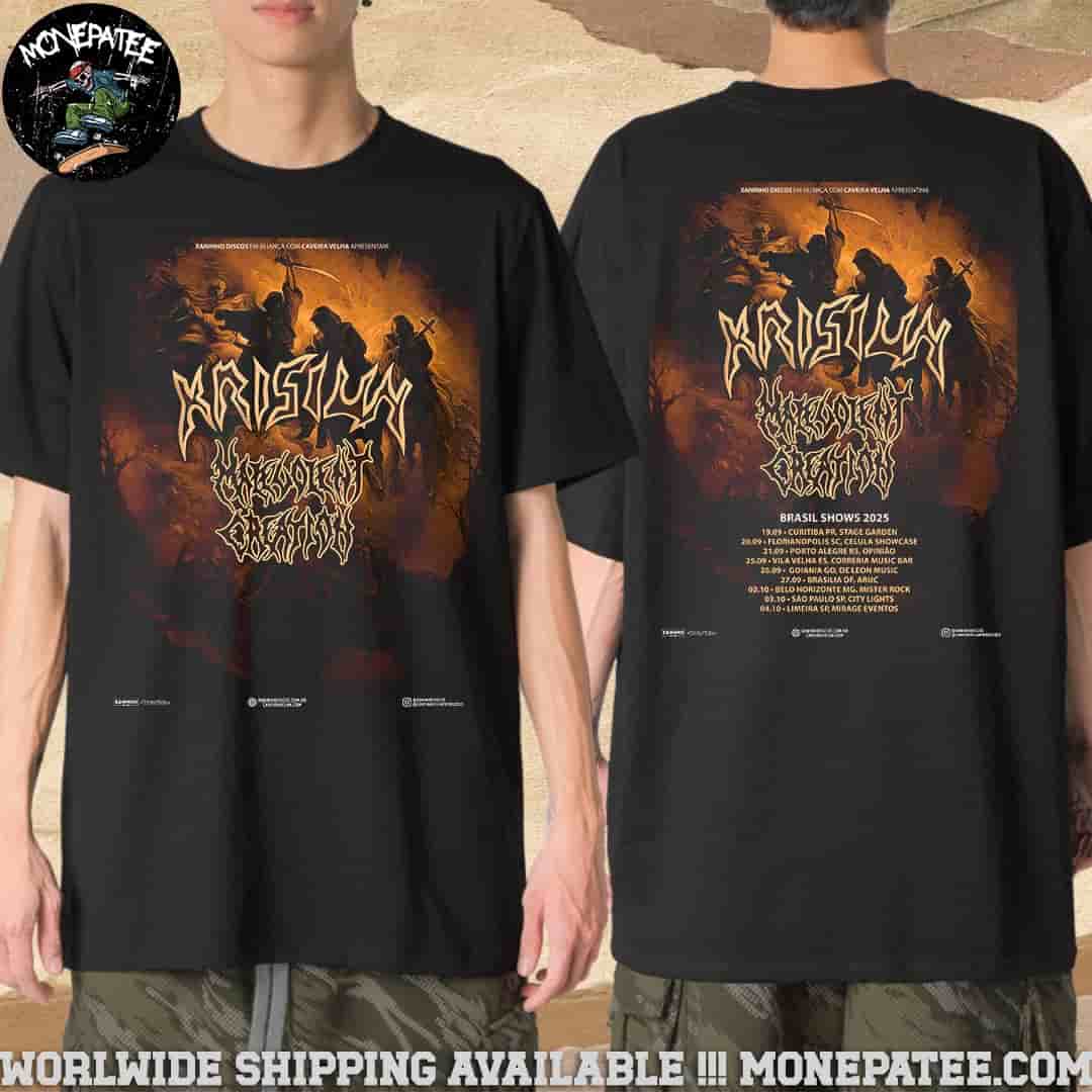 Krisiun with Malevolent Creation Brasil Show 2025 Merchandise Unisex T-Shirt Krisiun with Malevolent Creation Brasil Show 2025 Merchandise Unisex T-Shirt