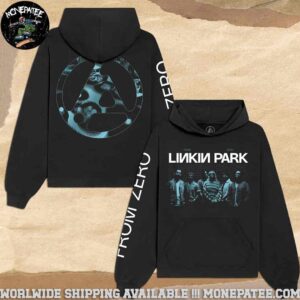 Linkin Park From Zero World Tour 2025 Teal Band Photo Black Pullover Hoodie Shirt
