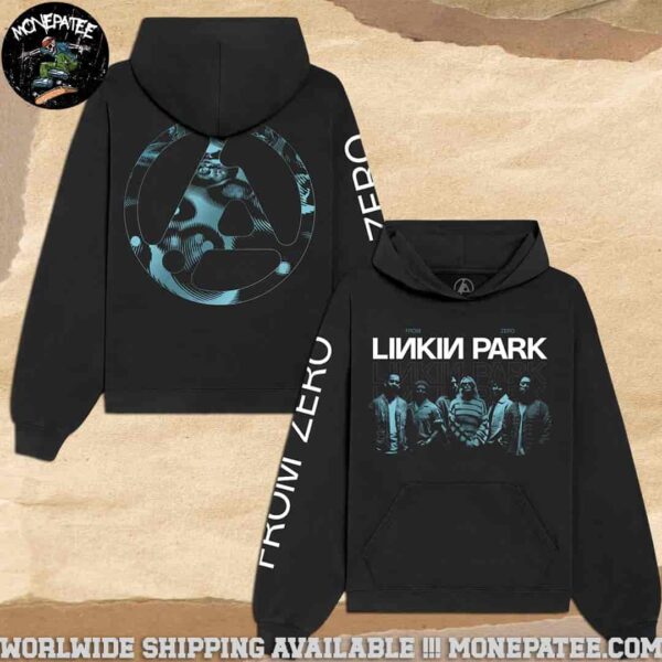 Linkin Park From Zero World Tour 2025 Teal Band Photo Black Pullover Hoodie Shirt