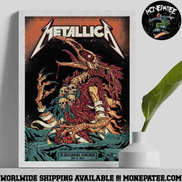 Metallica Blacksburg Virginia Tech At Lane Stadium On May 7 M72 World Tour 2025 Poster