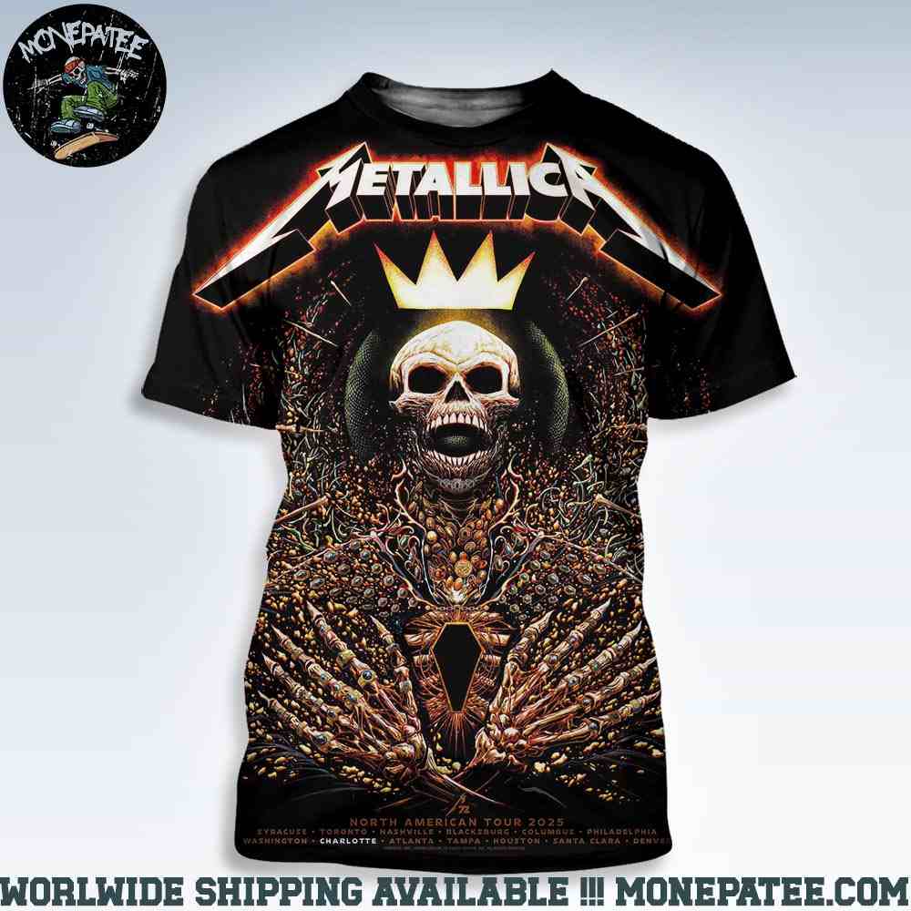 Metallica M72 Charlotte Miles Tsang's Exclusive Pop-Up Shop Poster At Bank of America Stadium In Charlotte North Carolina On May 31 Throne of Decay All Over Print Shirt Metallica M72 Charlotte Miles Tsang's Exclusive Pop-Up Shop Poster At Bank of America Stadium In Charlotte North Carolina On May 31 Throne of Decay All Over Print Shirt