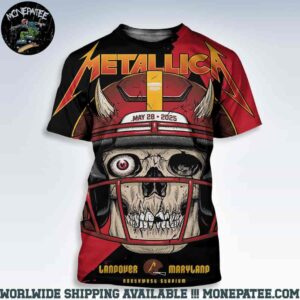 Metallica M72 Landover Maryland Exclusive Pop-Up Poster For Washington DC At Northwest Stadium On May 28 2025 Skull Helmet All Over Print Shirt