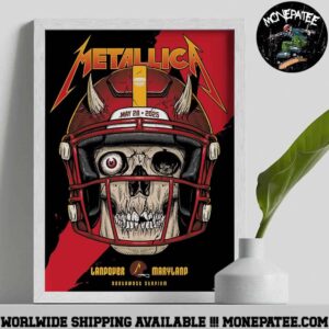 Metallica M72 Landover Maryland Exclusive Pop-Up Poster For Washington DC At Northwest Stadium On May 28 2025 Skull Helmet Decorative Poster Canvas