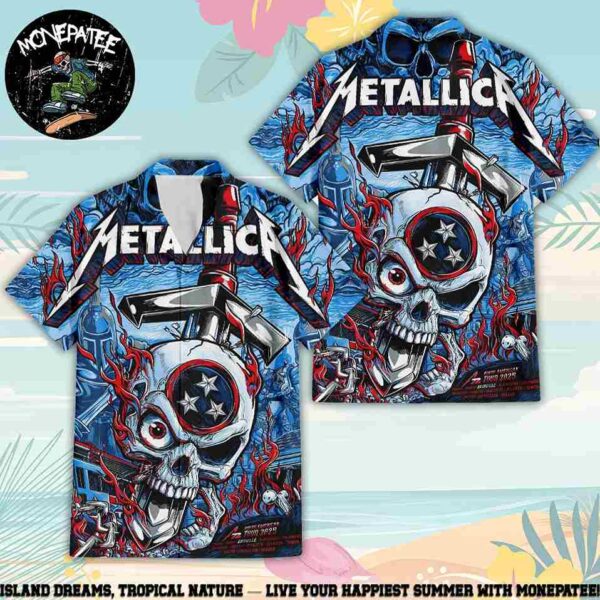 Metallica M72 Nashville Tennessee North American Tour 2025 At Nissan Stadium Hawaiian Shirt And Beach Short_11zon