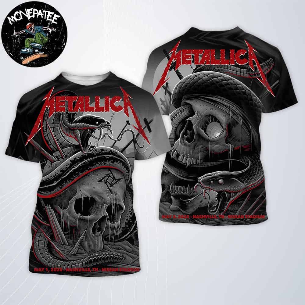 Metallica M72 Nashville Tennessee North American Tour 2025 At Nissan Stadium May 1-3 2025 All Over Print T-Shirt Metallica M72 Nashville Tennessee North American Tour 2025 At Nissan Stadium May 1-3 2025 All Over Print T-Shirt