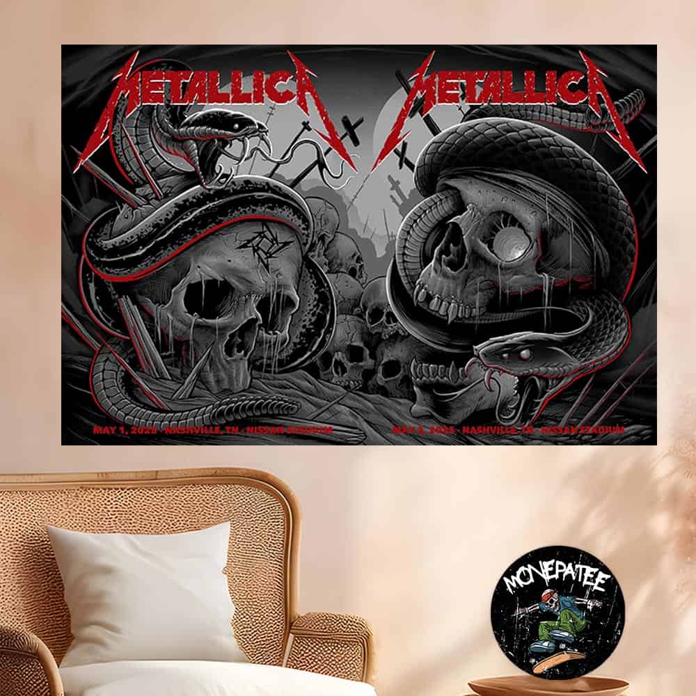 Metallica M72 Nashville Tennessee North American Tour 2025 At Nissan Stadium May 1-3 2025 Poster Canvas Metallica M72 Nashville Tennessee North American Tour 2025 At Nissan Stadium May 1-3 2025 Poster Canvas