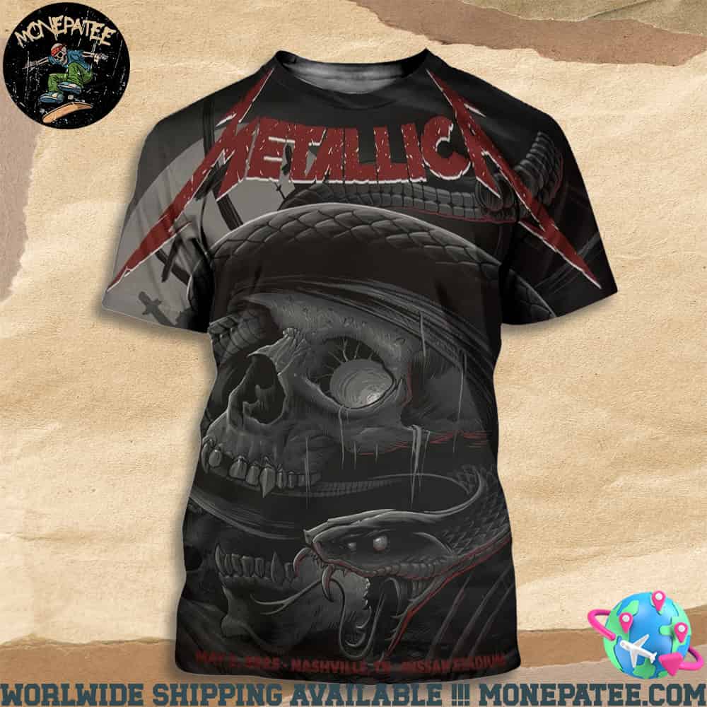 Metallica M72 Nashville Tennessee North American Tour 2025 At Nissan Stadium May 3 2025 All Over Print T-Shirt Metallica M72 Nashville Tennessee North American Tour 2025 At Nissan Stadium May 3 2025 All Over Print T-Shirt