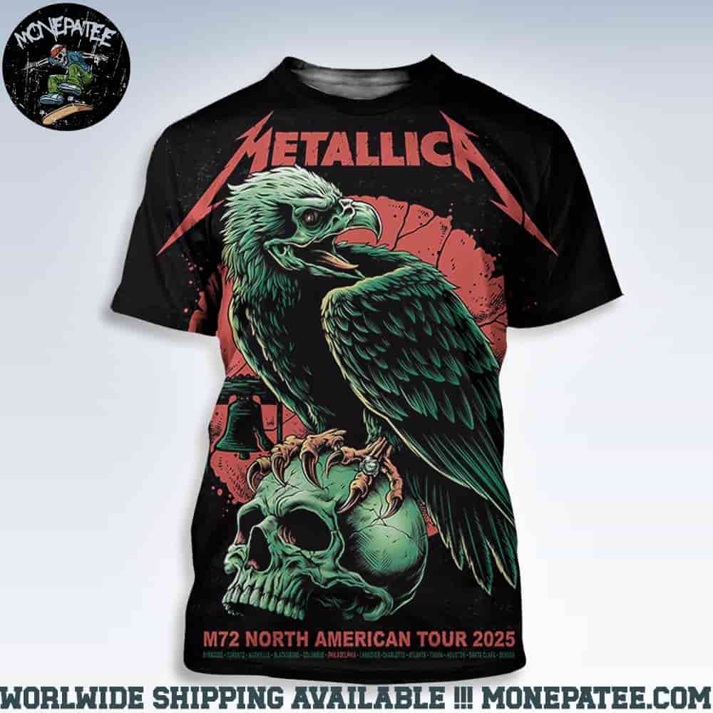 Metallica M72 Philly Pop-Up Shop Poster In Philadelphia PA At Lincoln Financial Field On May 23-25 North American Tour 2025 Eagle Skull All Over Print Shirt Metallica M72 Philly Pop-Up Shop Poster In Philadelphia PA At Lincoln Financial Field On May 23-25 North American Tour 2025 Eagle Skull All Over Print Shirt