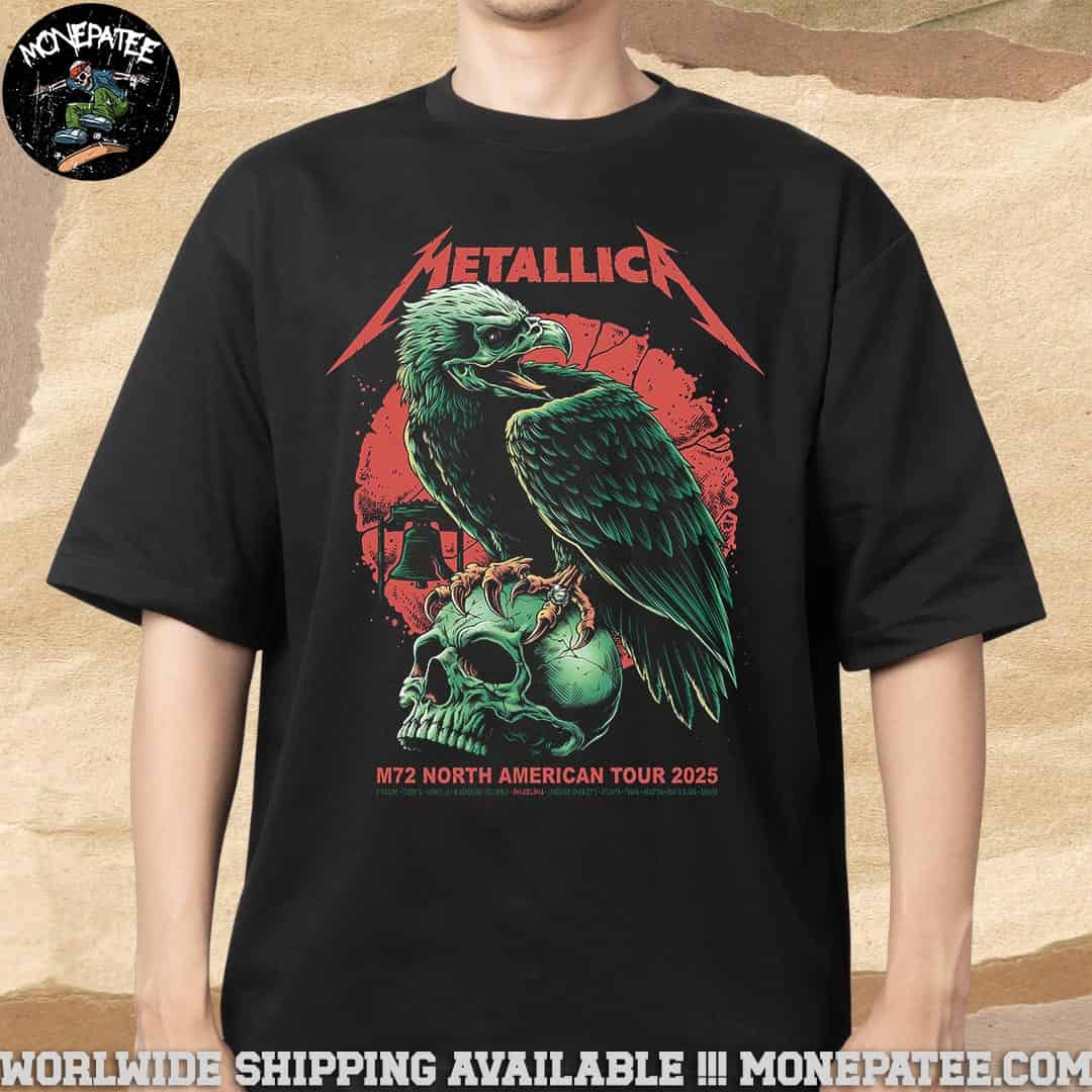 Metallica M72 Philly Pop-Up Shop Poster In Philadelphia PA At Lincoln Financial Field On May 23-25 North American Tour 2025 Eagle Skull Merchandise T-Shirt Metallica M72 Philly Pop-Up Shop Poster In Philadelphia PA At Lincoln Financial Field On May 23-25 North American Tour 2025 Eagle Skull Merchandise T-Shirt