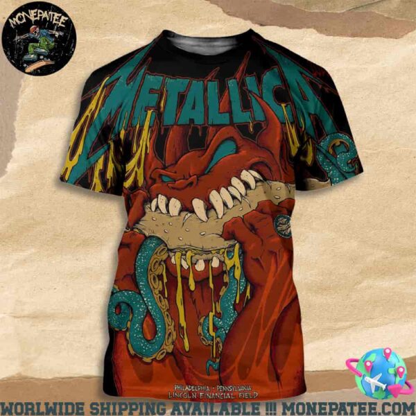 Metallica M72 Philly Poster For Show Night 2 In Philadelphia Pennsylvania At Lincoln Financial Field On May 25 2025 All Over Print T-Shirt