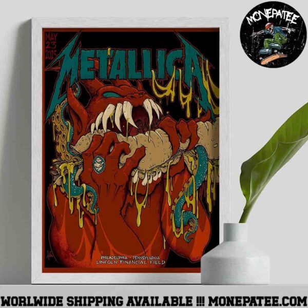 Metallica M72 Philly Poster From Philadelphia Pennsylvania At Lincoln Financial Field On May 23 2025 The Monster Bites Back Decorative Poster Canvas