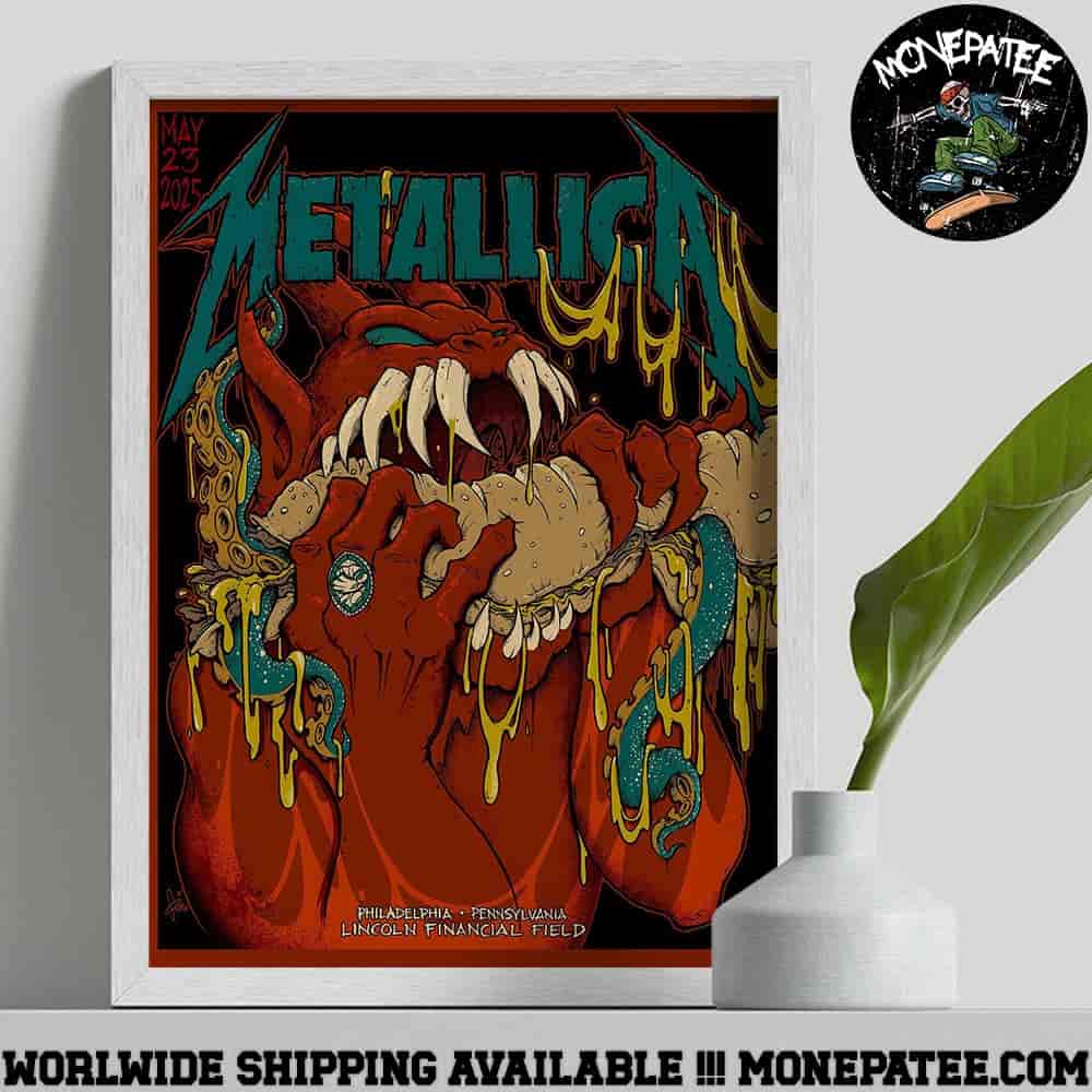 Metallica M72 Philly Poster From Philadelphia Pennsylvania At Lincoln Financial Field On May 23 2025 The Monster Bites Back Decorative Poster Canvas Metallica M72 Philly Poster From Philadelphia Pennsylvania At Lincoln Financial Field On May 23 2025 The Monster Bites Back Decorative Poster Canvas
