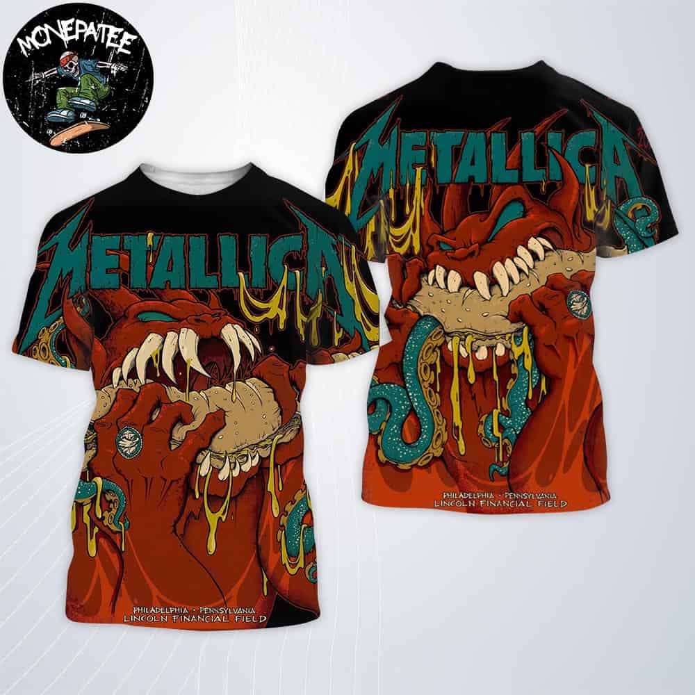 Metallica M72 Philly Venue Poster For Full Show In Philadelphia Pennsylvania At Lincoln Financial Field On May 23-25 2025 The Monster Bites Art Work All Over Print Shirt Metallica M72 Philly Venue Poster For Full Show In Philadelphia Pennsylvania At Lincoln Financial Field On May 23-25 2025 The Monster Bites Art Work All Over Print Shirt