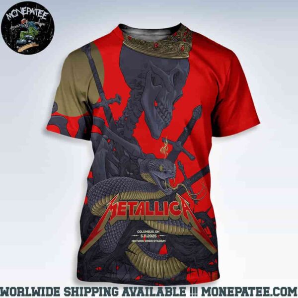 Metallica M72 Sonic Temple Festival 2025 Night 2 On May 11 In Columbus Ohio At Historic Crew Stadium King Of Bones And Serpents All Over Print Shirt