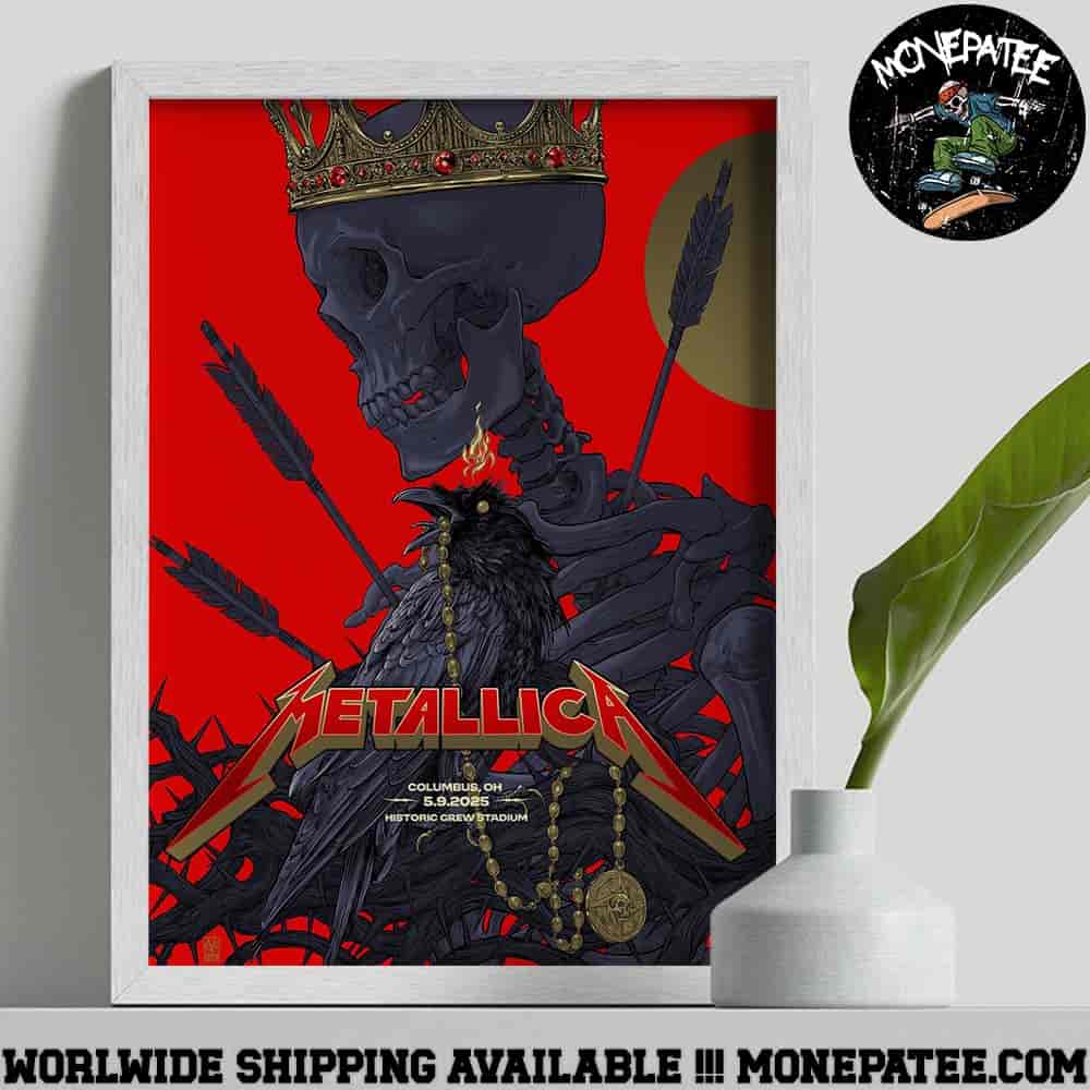 Metallica M72 Sonic Temple Festival Poster Night 1 May 9 2025 Columbus OH At Historic Crew Stadium Crowned Skull And Raven Poster Canvas Metallica M72 Sonic Temple Festival Poster Night 1 May 9 2025 Columbus OH At Historic Crew Stadium Crowned Skull And Raven Poster Canvas